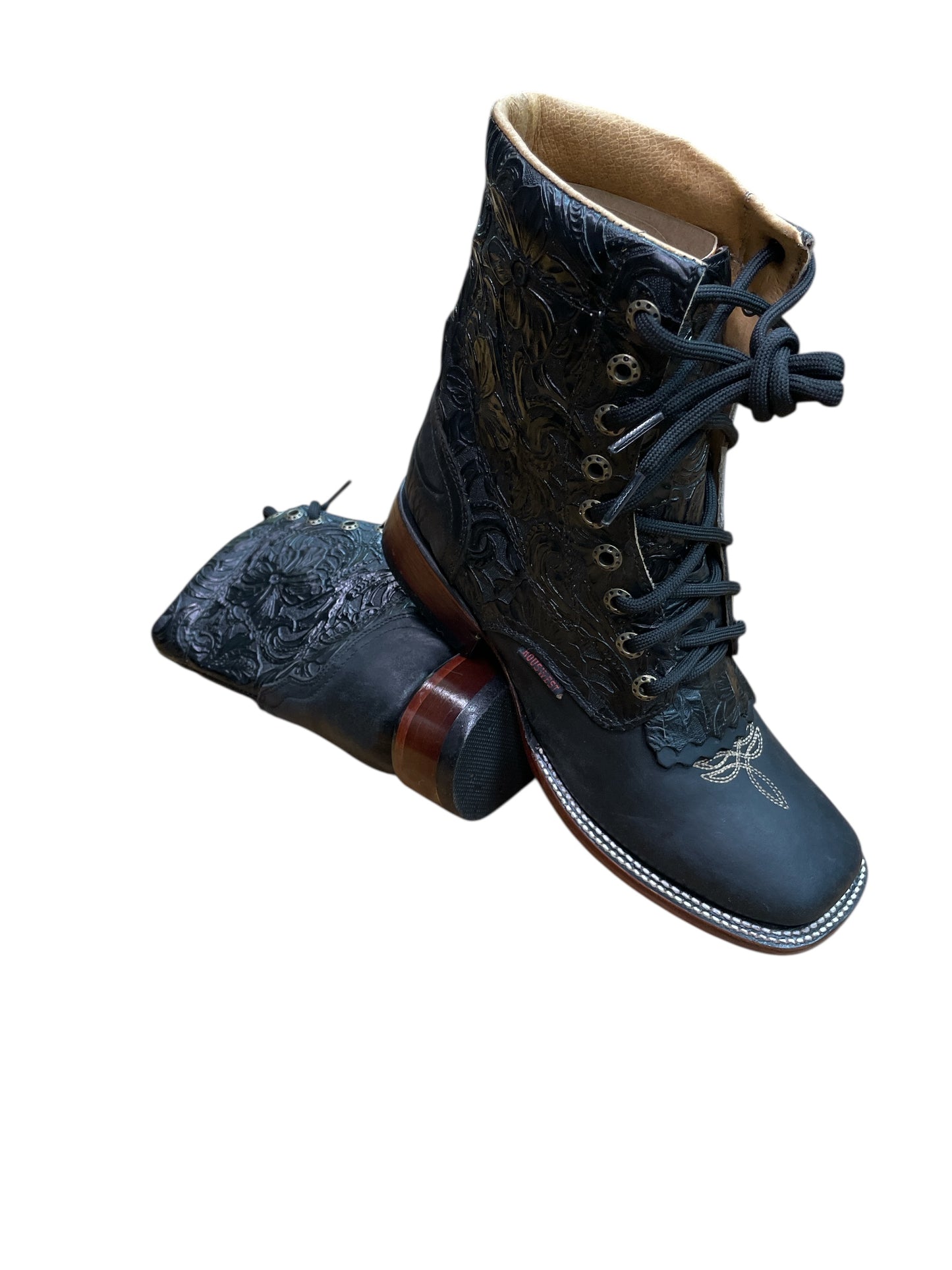Bota Lace Up Negra Para Dama Cincelado