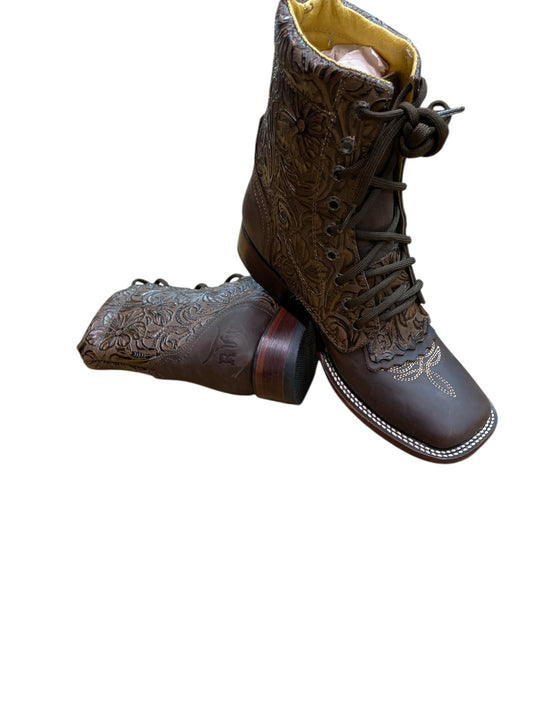 Bota Lace Up Dama Cincelado color Choco