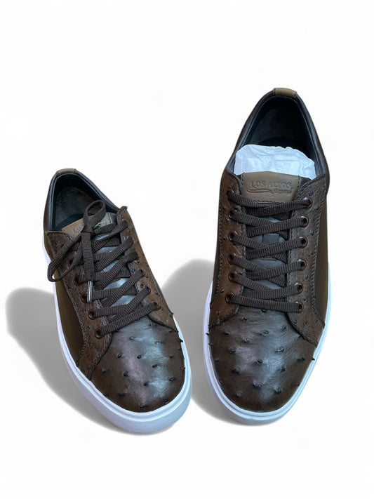 Tenis Casual piel Avestruz color brown "Los Altos Boots"