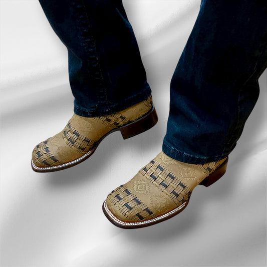 Botín bulldog crazy láser tejido rombos  color miel