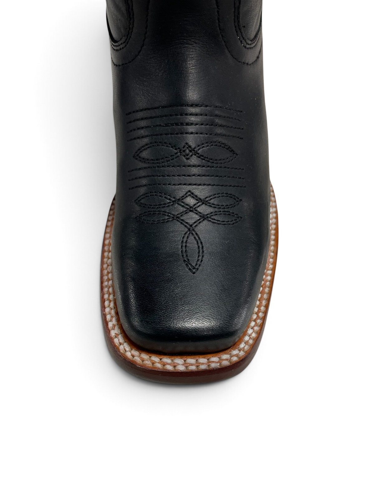 Botas vaqueras Botas El Pistolero PYP de cuero negro con puntera cuadrada y costuras decorativas detalladas