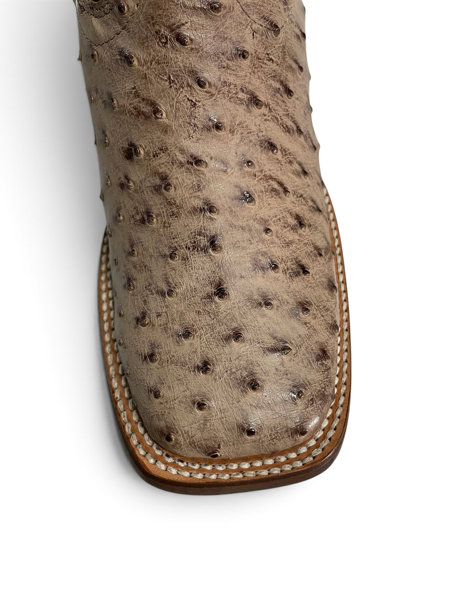 Botas vaqueras Botas El Pistolero PYP de piel de avestruz natural con punta cuadrada y costuras reforzadas