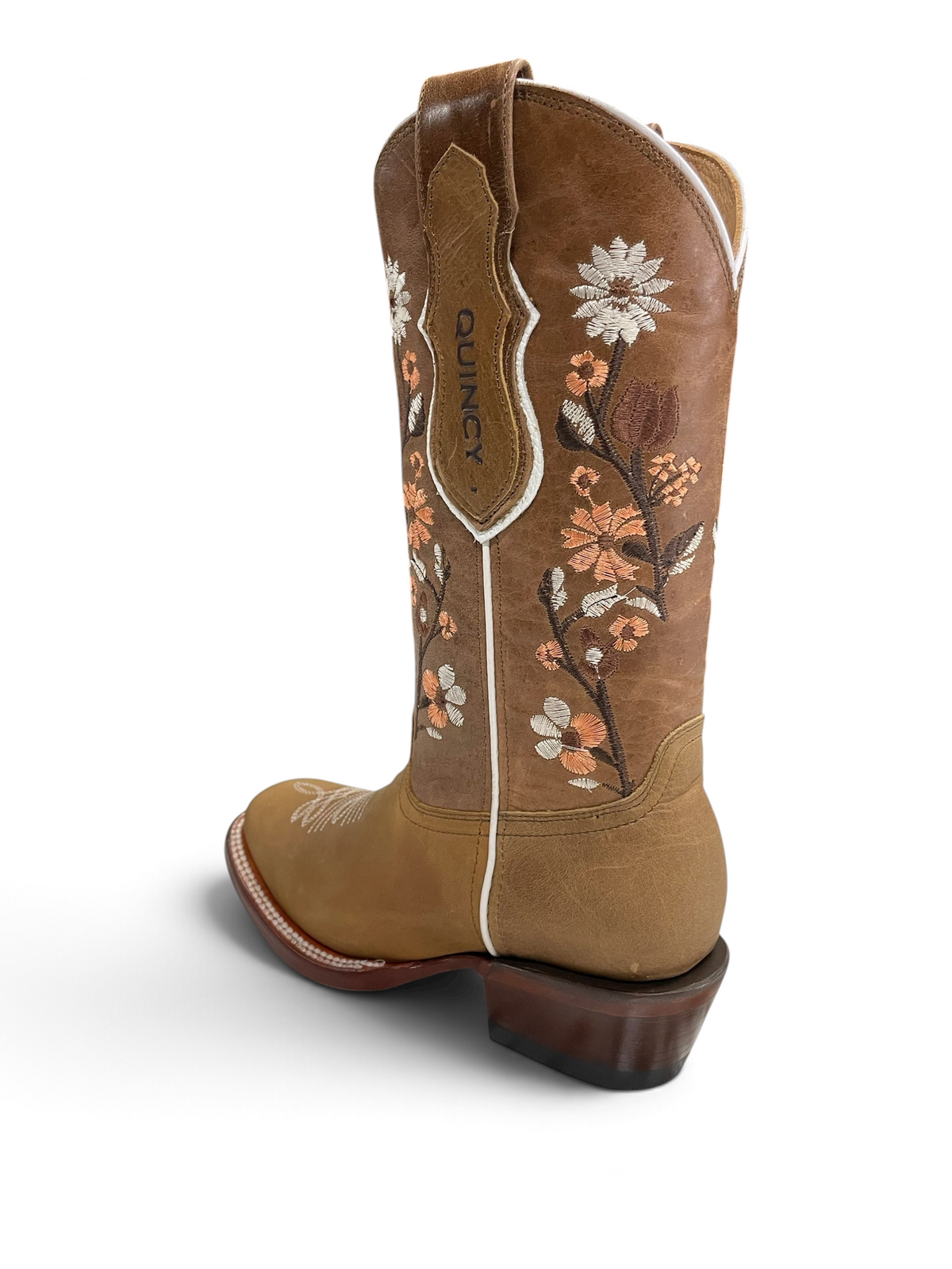 Botas vaqueras Botas El Pistolero PYP Quincy Boots de cuero café con bordado floral detallado y punta cuadrada