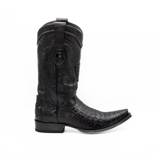 Botas vaqueras Botas El Pistolero PYP negras de piel con textura de cocodrilo y punta cuadrada para caballero