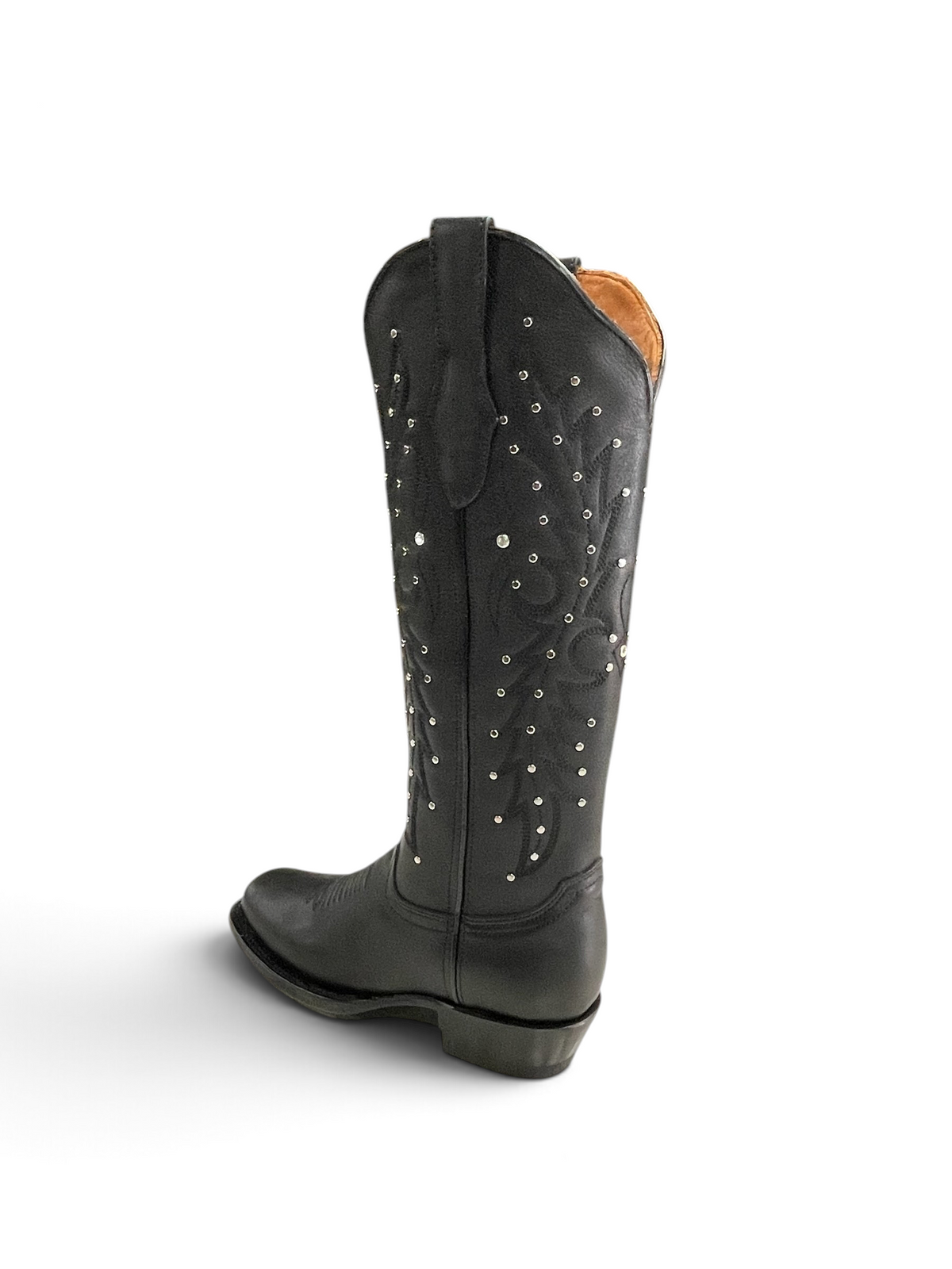 Botas vaqueras altas Botas El Pistolero PYP de cuero negro con punta cuadrada y detalles de tachuelas metálicas