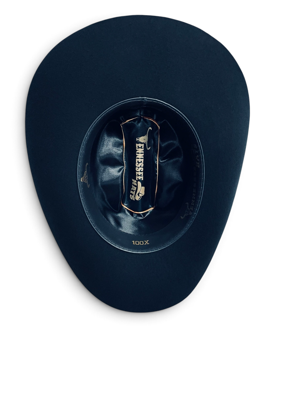 Sombrero vaquero negro de fieltro 100X de Botas El Pistolero PYP con forro interior de satén y detalles dorados