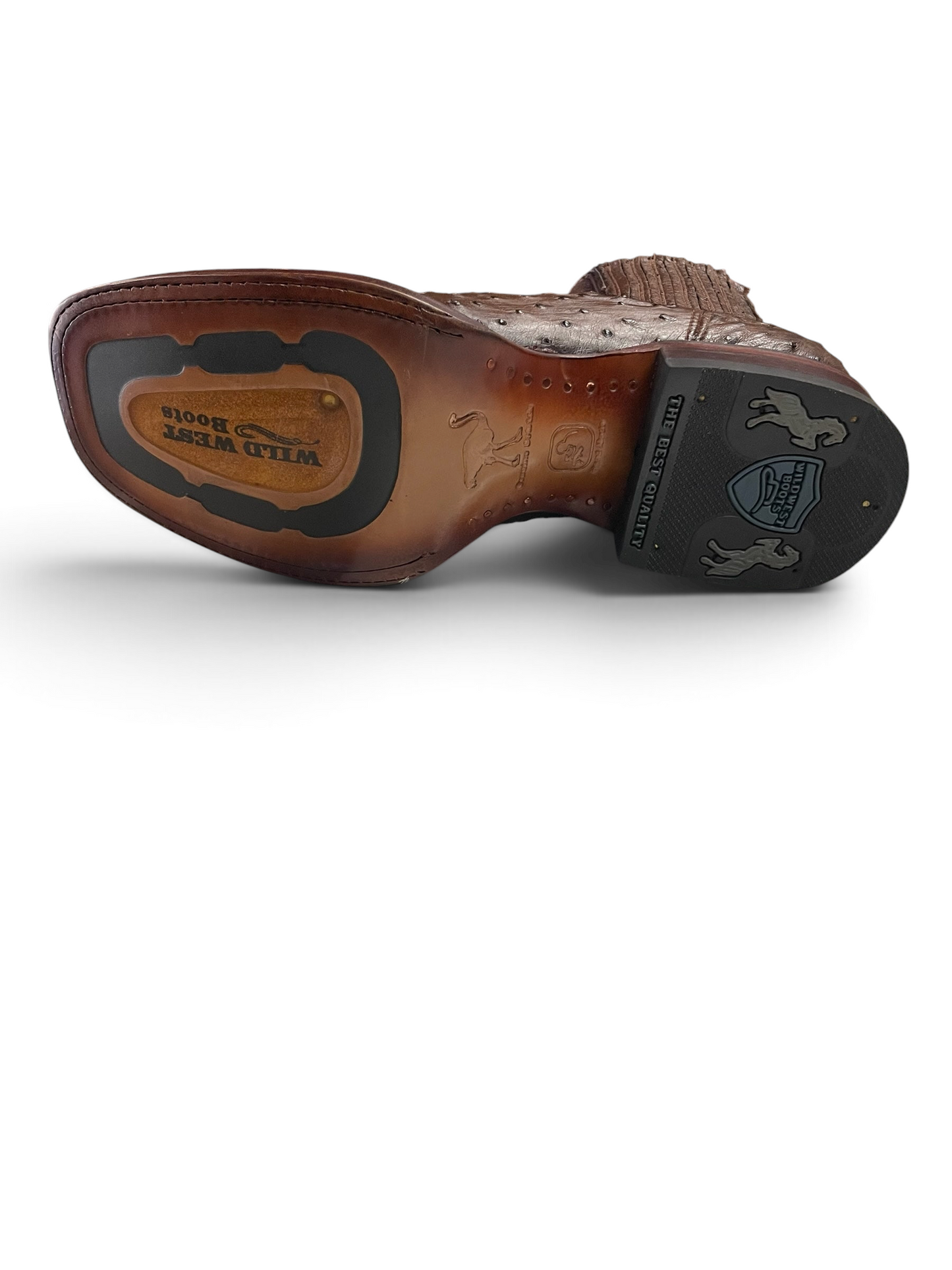 Suela de cuero de bota Chelsea Botas El Pistolero PYP de piel de avestruz café con punta cuadrada y tacón reforzado