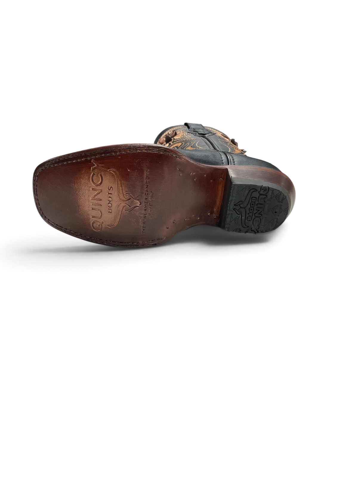 Suela de cuero grabada de Botas El Pistolero PYP Quincy Boots con puntera cuadrada y tacón robusto
